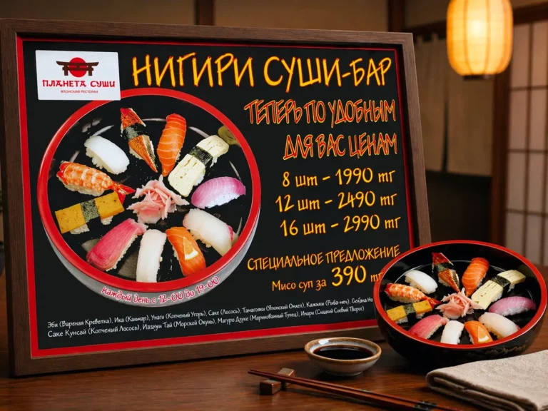 Меню для японского ресторана «Планета Суши»