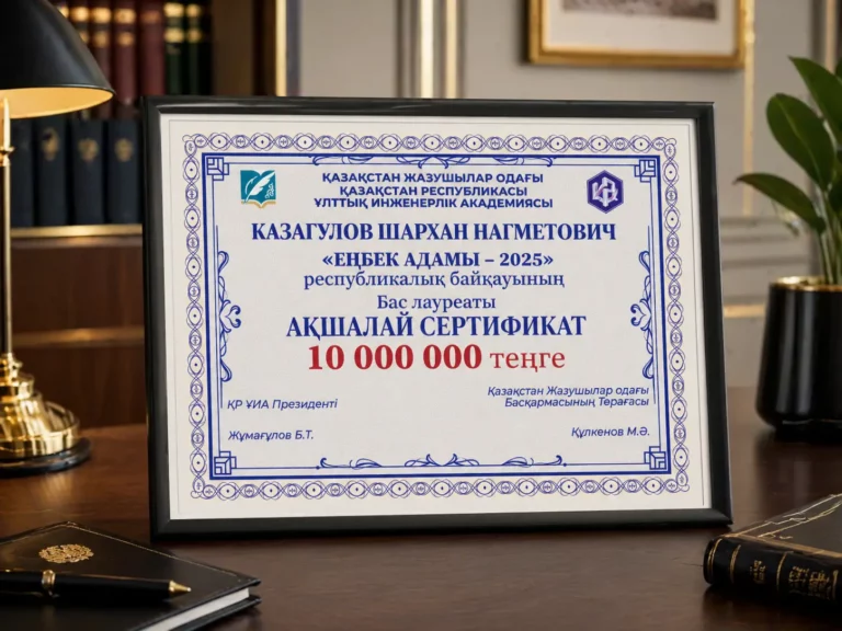 Денежный сертификат для победителя Республиканского конкурса «Еңбек адамы – 2025»