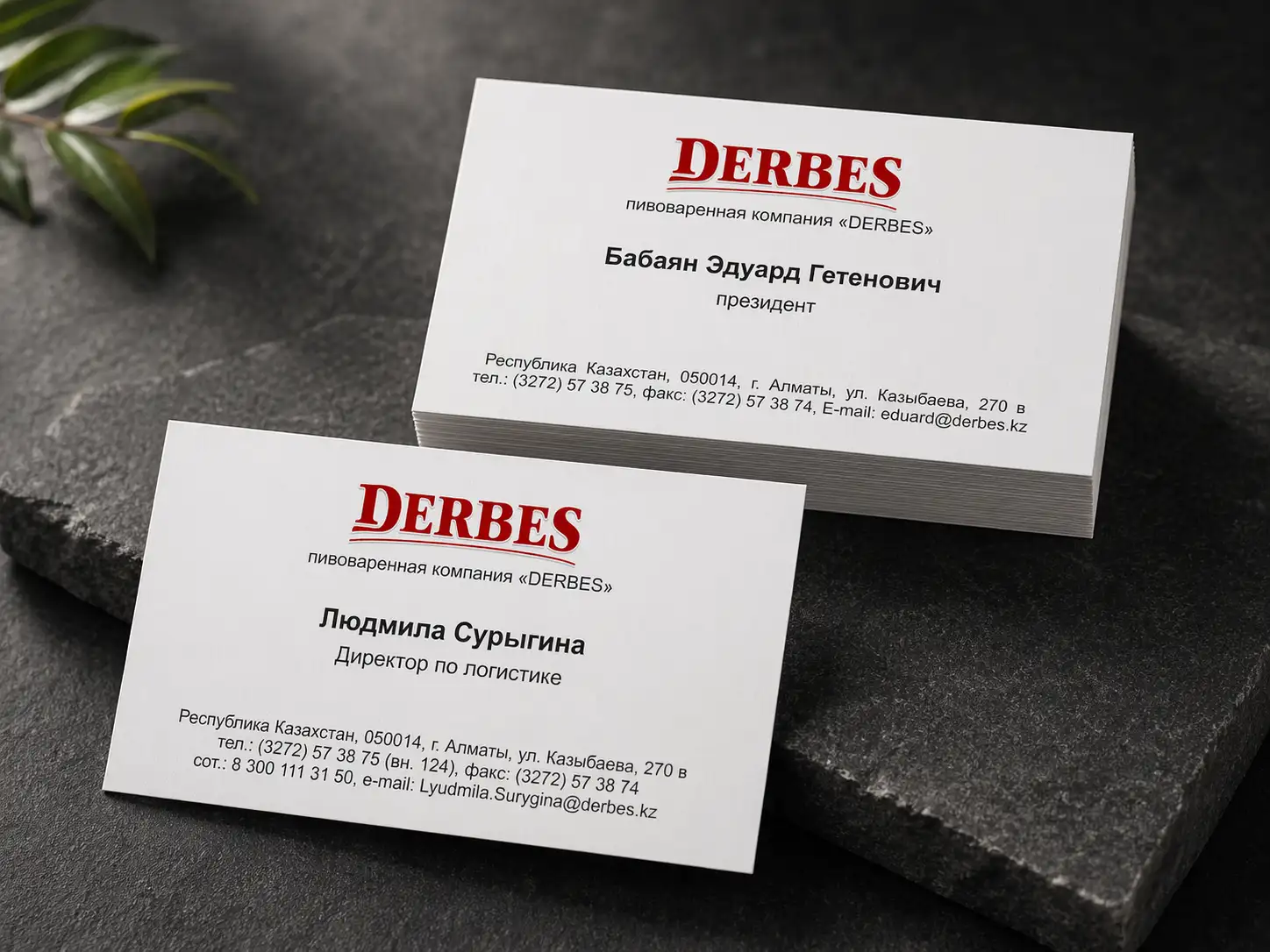 Визитки для пивоваренной компании "DERBES"